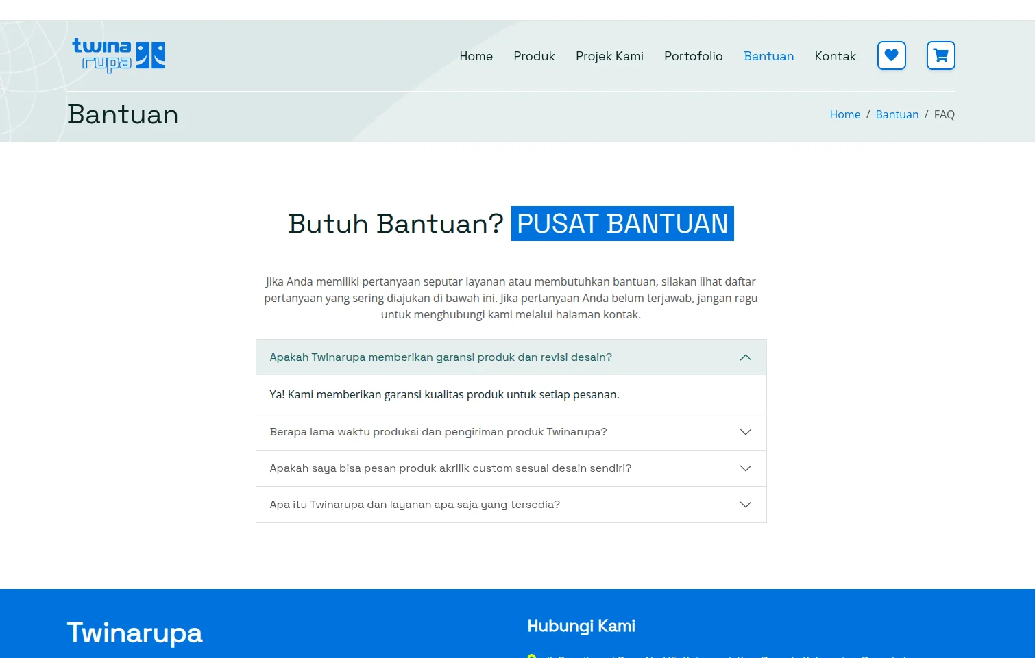 Twinarupa - Website Company Profile & E-Katalog Custom Akrilik Demak