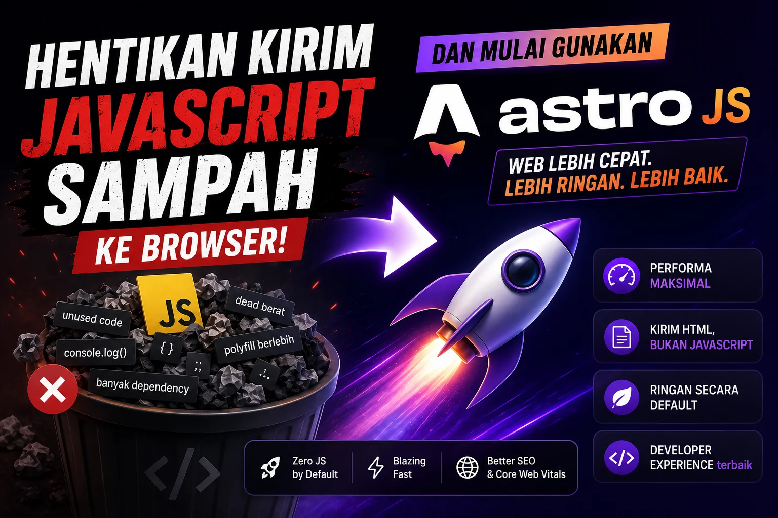 Hentikan Kirim JavaScript Sampah ke Browser dan Mulai Gunakan Astro js
