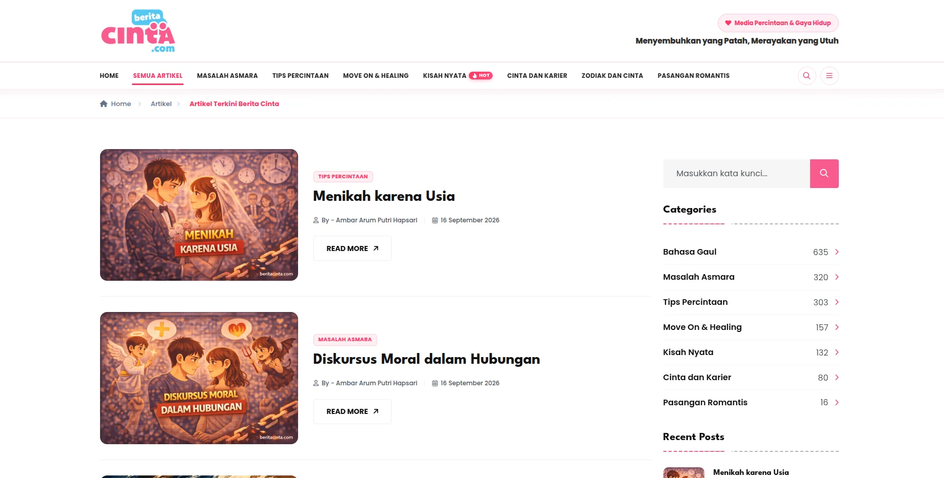 Blog Website BeritaCinta