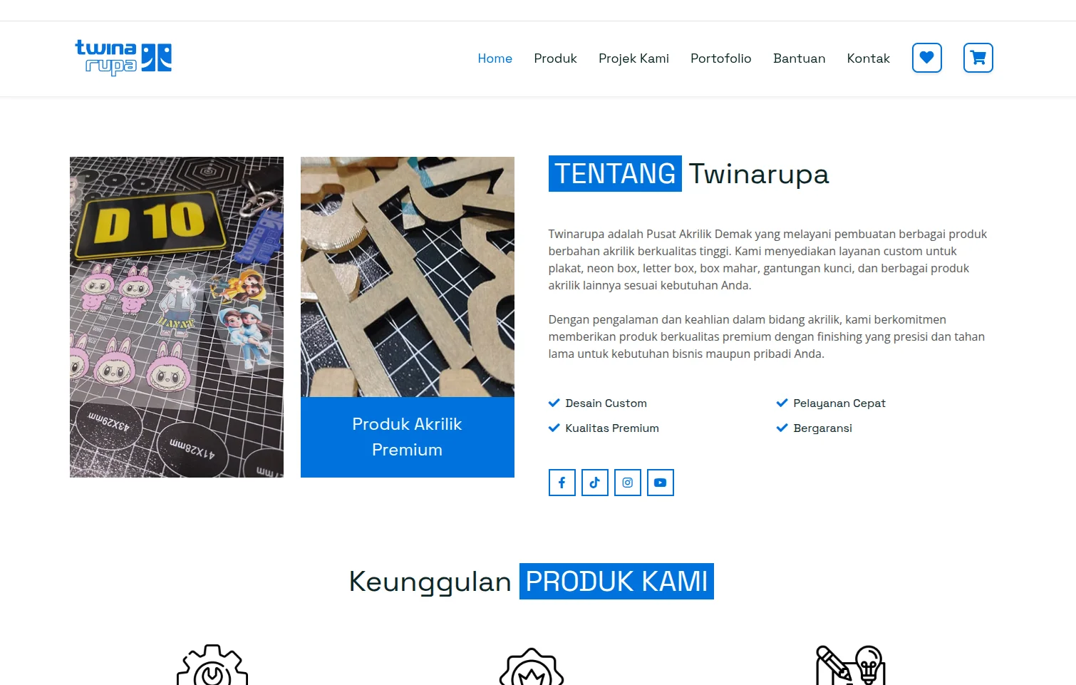 Twinarupa - Website Company Profile & E-Katalog Custom Akrilik Demak